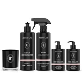 Preston Lane Signature Set, Includes All Purpose Cleaner, Dish Soap, Hand Wash, Hand Cream, & Scented Candle, Mayfair