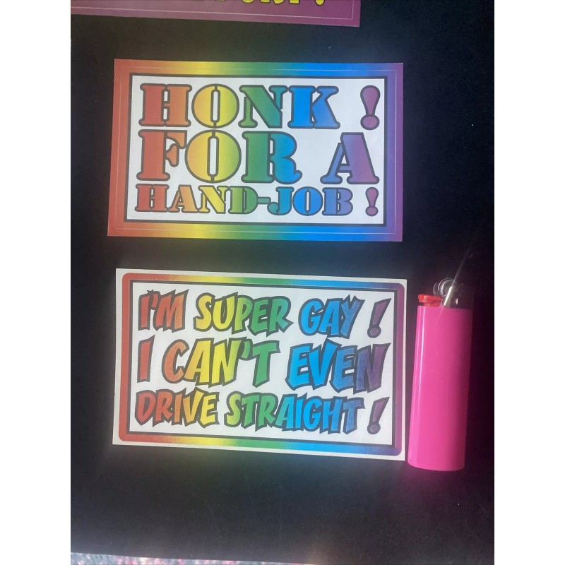 5 Piece Gay Prank Bumper Stickers Decals Free Gift