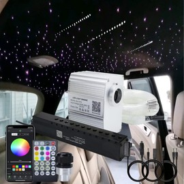 AKEPO 10W Shooting Star+Twinkle Fiber Optic Lights Kit, Car Home Use Meteor APP Control Music Activated Star Ceiling Sky Light, RGBW Light Engine+Mixed Diameter Fibers 460pcs of 9.8ft/3m+Remote