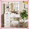 Yamissi Makeup Vanity Set Dressing Table Desk with LED Lighted