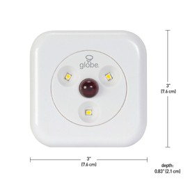 Globe Electric LED Under Cabinet Slim Puck Light 6-Pack, Universal Remote Control Included, Dimmable, Push Button On/Off Switch, White Finish, 18 Batteries Included, 3000K Soft White,26044, 55 Lumen