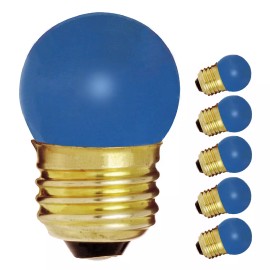 Satco 5 Pack S3608 CERAMIC BLUE Globe Indicator Bulb 7.5W 120V S11 Medium Base E26