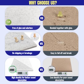 Large Cork Board for Walls 48"x 36", 12 Pack Felt Wall Tiles with Safe Removable Adhesive Tabs, Cork Board for Office,Pinboard Bulletin Board - Light Gray