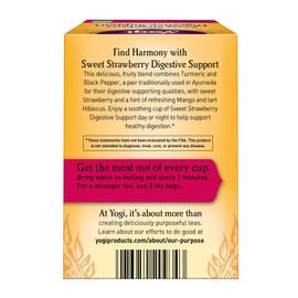 Yogi Tea Sweet Strawberry Digestive Support - 16 Tea Bags per Pack (6 Pack) - Organic Turmeric Tea Bags - Digestive Support Tea - Includes Turmeric Root, Black Pepper, Strawberry, Mango & More