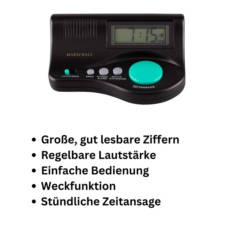 Marschall German Talking Table Clock I 1009 I Large Digital