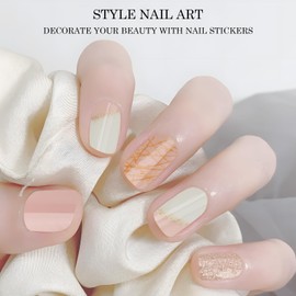 MOTIBACK UV Gel Nagelfolien Set - 34 Stück Rosé-Nude Nagelsticker - Halbgehärtete selbstklebende Wraps mit Glanzeffekt, Professionelle Maniküre für Hause, uv nagelfolie für einfache Anwendung (A)