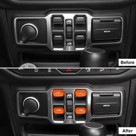 CheroCar for Jeep JL Window Switch Button Cover Trim Interior Accessories for Jeep Wrangler JL JLU Gladiator JT 2018-2021 (Orange)