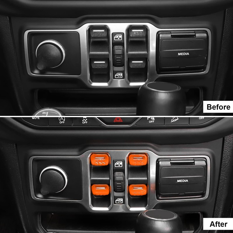 CheroCar for Jeep JL Window Switch Button Cover Trim Interior