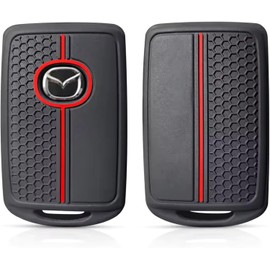 Funda de Silicona para Llave Mazda 2, 3, 6, Mazda CX-30, Mazda MX-30, Mazda CX-9, Mazda CX-5, Mazda CX-8 y Mazda MX-5 4 Botones. Protector Carcasa para Llaves Accesorios (1, Linea Roja)