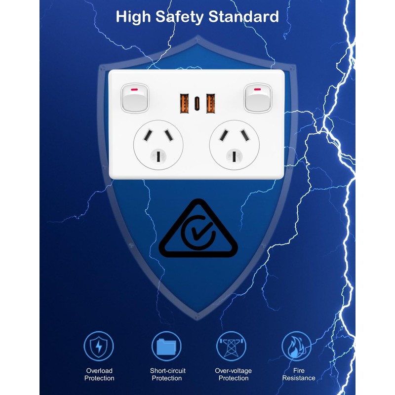 Gerintech Power Point with USB C PD 20W, Double Powerpoint