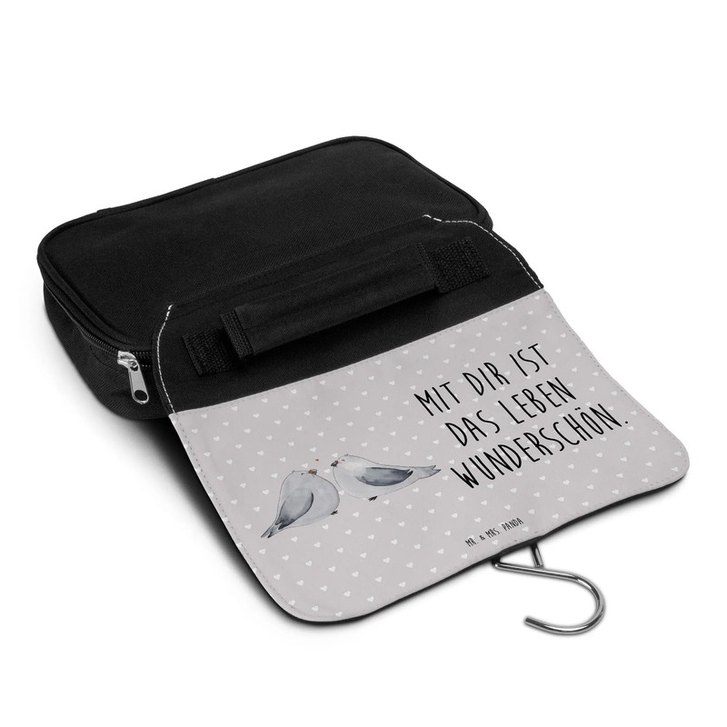 Mr. & Mrs. Panda Toiletry Bag Turtle Doves Love, gray,