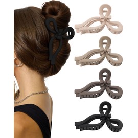 4 PCS Bow Hair Clips for Women Bow Claw Clip 5" Extra Large Hair Claw Clips for Thick and Long Hair Cute Bows Big Clip
