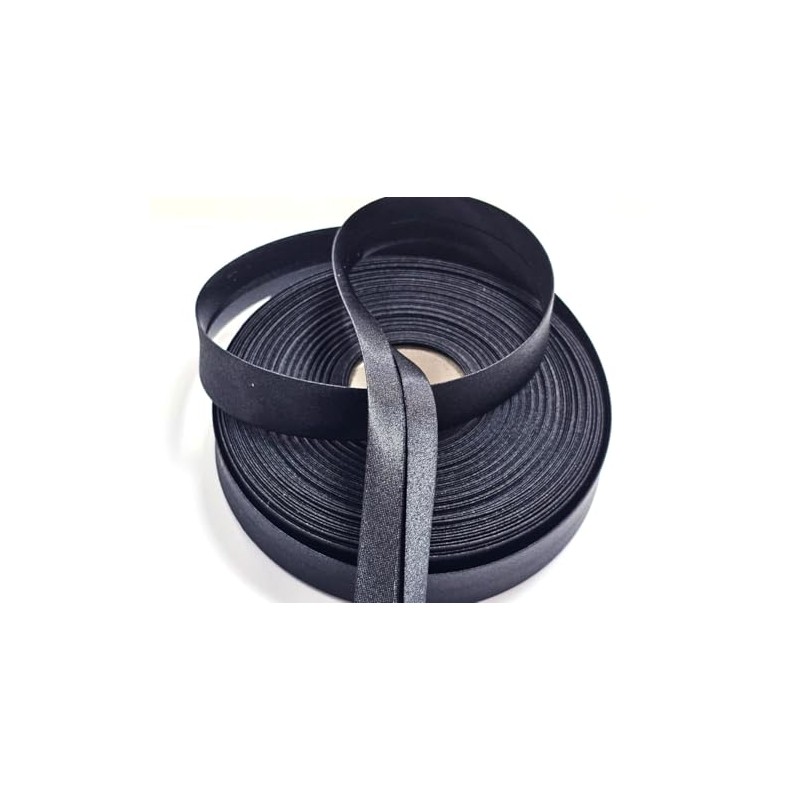 Satin Bias Binding Pre-folded 40/20 mm Black 10 m