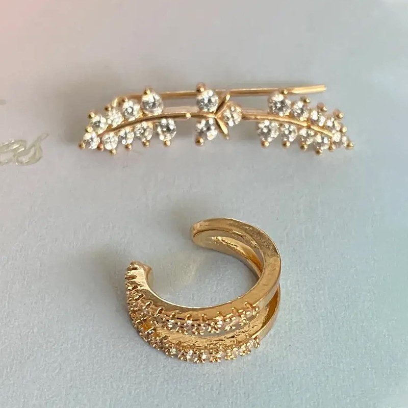 Aonklot Leaf Ear Cuff Earrings for Women - Non Piercing