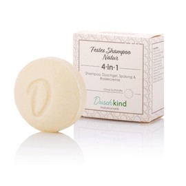 Duschkind Natural Cosmetics Solid Shampoo Natural - Fragrance Free - Can be Used as Shampoo & Shower Gel & Conditioner & Shaving Cream - Vegan Formula - Recyclable Packaging