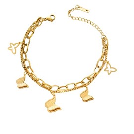 14K Gold Plated Stainless Steel Bracelets for Woman, Delicate Double-Layer Chain, Adjustable Clasp and Tarnish-Resistant Finish, Everyday Stackable Jewelry Set for Dainty/Statement Looks.