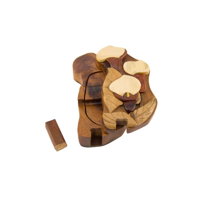 Calla Lily Handmade Carved Wood Intarsia Puzzle Box