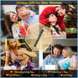 Tirmrin Novelty Gifts 6 in 1 Pens for Men Women, Multi Tools Pen EDC Unique Gadget as Christmas, Valetentine's Day, Father' Day, Birthday Pens Gifts for Dad, Boyfriends (Black)