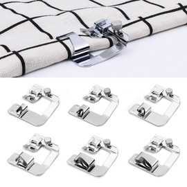 Realand 6 Sizes Rolled Hem Presser Foot, 6/9/13/19/22/25mm Wide Sewing Rolled Hemmer Foot Kit, Low Shank Sewing Machine Accessories Hemming Tool