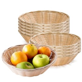 TableCraft Products C1175W Basket, Round, Natural, 8.5" x 2.25" (Pack of 12)