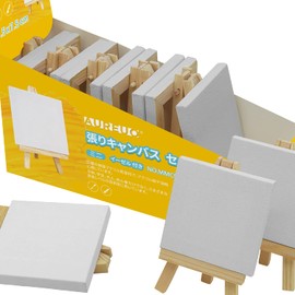 AUREUO Art Painting Creation Modern Oil Painting Art Decoration Mini Stretched Canvas Set with Easel 7.5cm x 7.5cm 12pcs Medium 100% Cotton Suitable for Watercolor, Acrylic Painting, Oil Painting