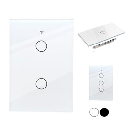 HAPPY LIFE Interruptor inteligente wifi (REQUIERE NEUTRO) con capacitor, apagadores inteligentes de pared c/panel táctil control remoto x App, compatible con Alexa, Google home y Smart life (2.4WiFi)