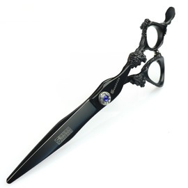 Hairdresser Professional 6-7-8-9 Inch High-End JP440c Hairdresser Scissors Suit Hairstyle Hairstyle Tools Hair Scissors Set (Scissors Set) (7-Inch Black Dragon Flat Scissors)