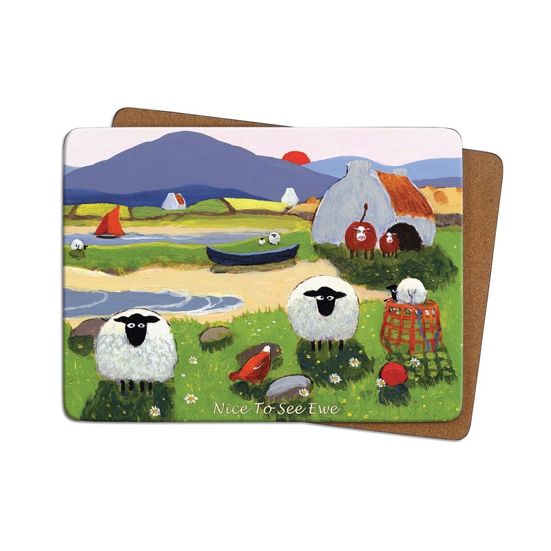 Irish Placemat With Sheep Standing By a Lake with the