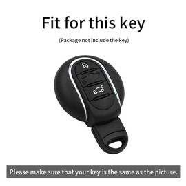 ontto Car Key Fob Cover Fit for MINI Cooper F54 Clubman F55 F56 F57 F60 Countryman 3 Buttons leather Key Case Keychain Keyring key holder key shell Keyless Protective Accessories Blue