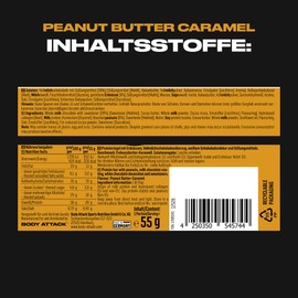 Body Attack Sports Nutrition Body Attack YAMBAM NUTS Peanut Butter Caramel, 15 x 55g, Proteinriegel mit mehr als 30% Eiweiß, Fitness-Riegel ohne Zuckerzusatz und ohne Aspartam