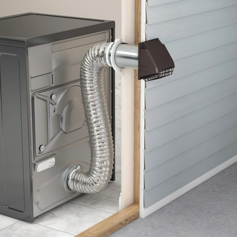 Deflecto Wide Mouth Dryer Vent Hood with Pipe, Bird Guard-Black