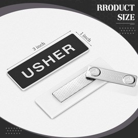 10 Pcs Magnetic Usher Tags with 10 Pairs White Nylon Cotton Gloves Reusable Usher Supplies for Church Acrylic 1 x 3 Inch Usher Badge Name Tag with Magnet for Uniform Church Gatherings(Black)