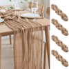 Asee'm 4pcs Cheesecloth Table Runner 120 Inches Long Nude Boho