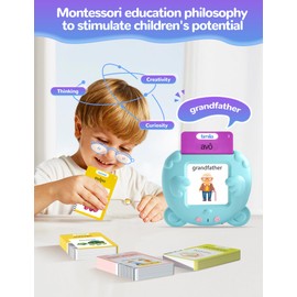 Portuguese and English Talking Flash Cards for Toddlers, 224 Sight Words Bilingual Learning Toys for Kids, Autism Pocket Speech Therapy Toys, Brazil Português Vocabulary Educational Flashcards