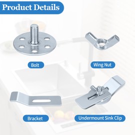 Sink Clips, Undermount Sink Clip, Sink Mounting Kit Bracket, Undermount Kitchen Sink Clips, Kitchen Sink Mounting Clips, Fastener Support Sinks Wash-Basin Support Clip for Kitchen Bathroom, 12 Pack