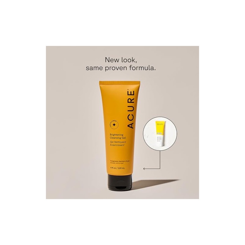 Acure Limpiador Facial Iluminador Nutrientes Antioxidantes Elimina Suciedad Grasa Maquillaje