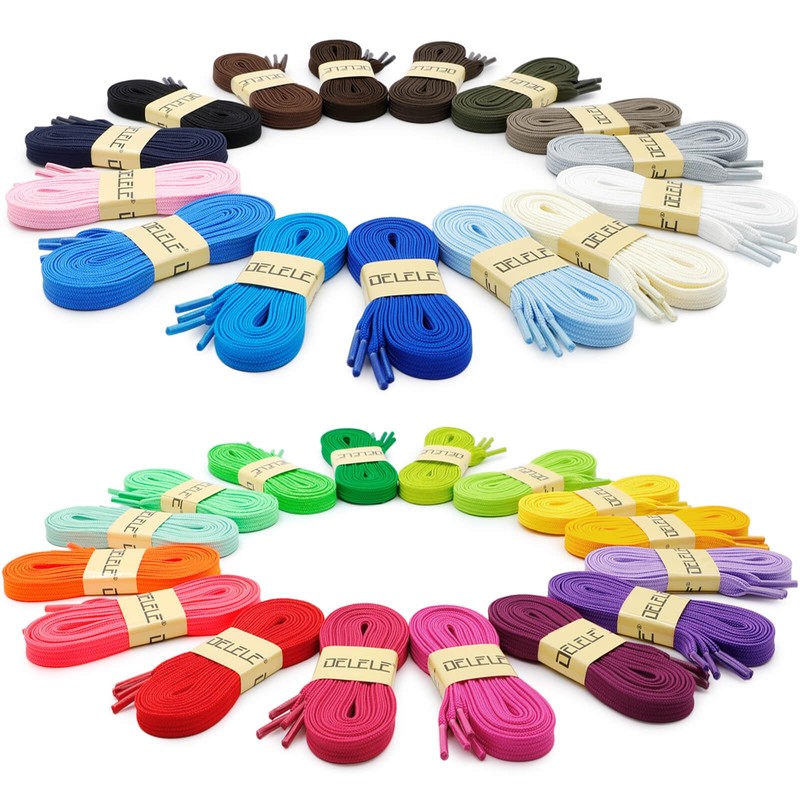 DELELE Solid Flat Shoe Laces: Hollow Thick Shoelaces for Sneakers