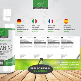 MM L Theanine | 120 High Strength L-Theanine Capsules from Green Tea - 1000mg Green Tea Extract Providing 400mg Theanine per Serving | Non-GMO, Gluten & Allergen Free | Manufactured in The UK