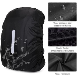 2 Funda Impermeable para Mochila, 10-40L Protector de Mochila Lluvia de Alta Visibilidad, Mochila para Lluvia con Tira Reflectante (Negro y Verde Fluorescente)