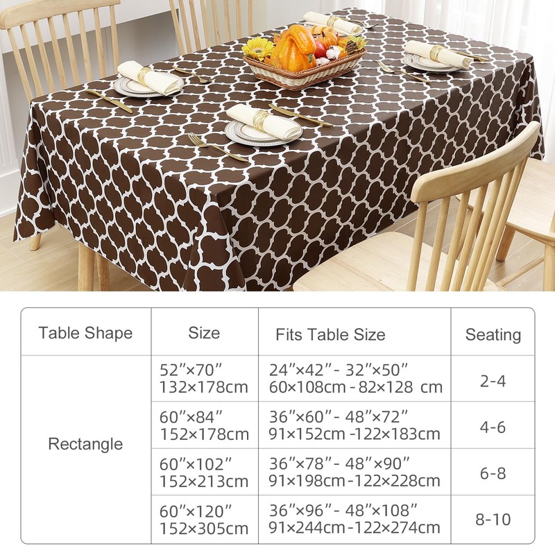 smiry Rectangle Table Cloth Cover, Waterproof Vinyl Tablecloth with Flannel