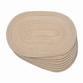 Noctiflorous Oval Braided Placemats Set of 8 Woven 12x18 Inch Non Slip Washable Heat Resistant Place Mats Round Tablemats for Dining Kitchen Party Daily Table Decor Dinner Mats (15 Coffee Brown, 8)