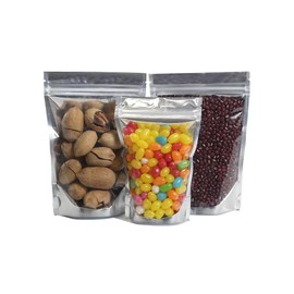 100 Pack CRYSPAA Stand Up 5.5x8 Mylar Food Storage Bags with Clear Window, Resealable Beans and Snack Aluminum Foil Bags, Reusable Cookie Pouches with Seal for Kitchen And Festival