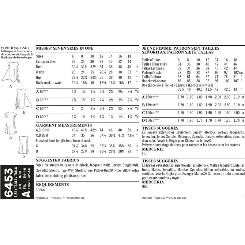 New Look Sewing Pattern 6453A Misses' Easy Knit Tops, Paper,