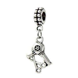 Dangle Barber's Scissors and Blow Dryer Charm Bead for Charms Bracelets