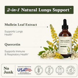 Sandhu's Mullein Drops for Lungs | Mullein Leaf Extract Supplement for Immune, Lung & Respiratory Health Support | Alcohol Free, Natural Herbal Tincture | 4 fl oz, 2 Months Supply