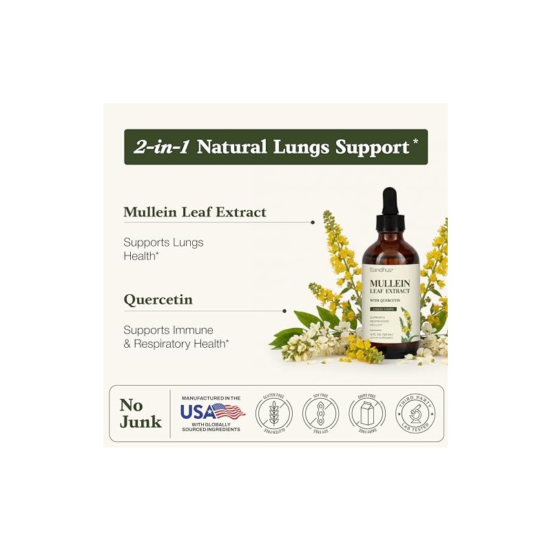 Sandhu's Mullein Drops for Lungs | Mullein Leaf Extract Supplement