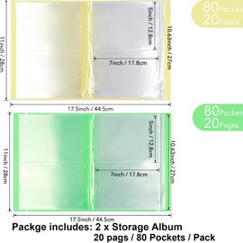 2 Pack Large Sticker Photo Storage Album, Stamp & Cutting Dies Storage Book Organizer Folder for Cards Storage DIY Scrapbooking Card Making Supplies 20 Pages 80 Pockets/Pack (Yellow + Green)