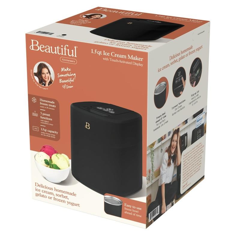 Beautiful 1.5 Qt Ice Cream Maker with Touch Activated Display,