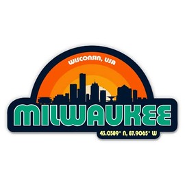 Squiddy Milwaukee Wisconsin City Skyline - Vinyl Sticker Decal for Phone, Laptop, Water Bottle (3" Wide)