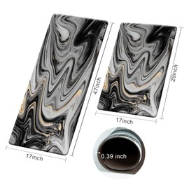 Colorful Star 2-Piece Kitchen Runner Rug Set - Cushioned Anti-Fatigue Mats for Kitchen, Laundry, and Office - Ergonomic Comfort Foam - Waterproof, Non-Slip - Black Gold Marble Design